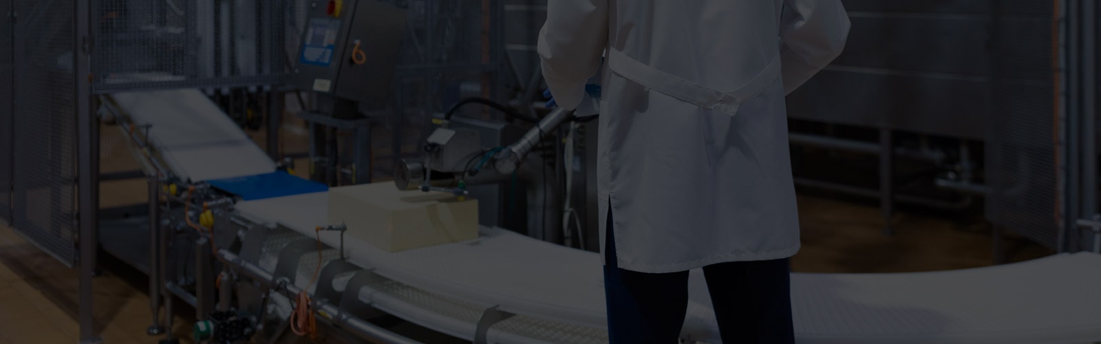 Professional in lab coat monitoring manufacturing facility
